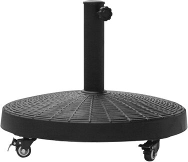 Підставка для парасолі Outsunny 25 кг, ротанг, з колесами, Ø38/48 мм, чорна, 52x41 см, полімер+метал