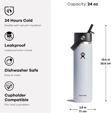 Гідрофляга Hydro Flask 710 мл – вакуумна пляшка з нержавіючої сталі з широкою горловиною та кришкою з трубочкою, колір Oat