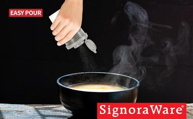 Набір вологозахищених солонок і перечниць SIGNORAWARE, 2 великі прозорі контейнери для спецій, для кухні, подорожей, пікніка, кемпінгу