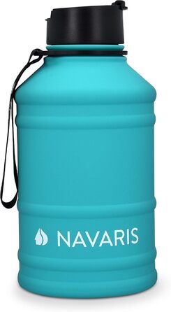 Navaris Фітнес-пляшка 2,2 л з нержавіючої сталі, спортивна водна пляшка XXL для залу, BPA-free, бірюзова