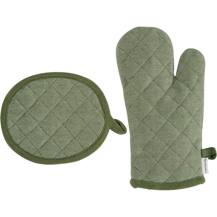 Набір кухонних рушників LANE LINEN 20 шт – бавовняні рушники, термостійкі рукавиці та прихватки, оливковий колір