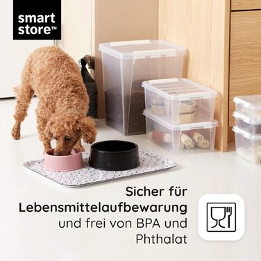 Набір з 4 контейнерів SmartStore Classic 8L з кришкою, харчовий пластик, прозорі, міцні, штабельовані, 34x25x16 см, гарантія 10 років