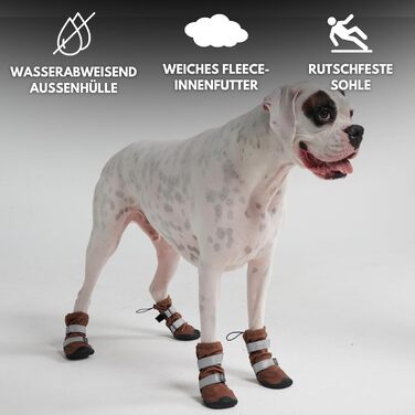 Водонепроникні черевики для собак Spark Paws, нековзкі та світловідбивні, для середніх і великих порід, для дощу, снігу та прогулянок, 4 шт, коричневі