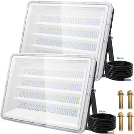 Світлодіодний прожектор Viugreum 150W, 2 шт, 15000Лм, IP66, холодне біле світло 6500K, для вулиці, гаража, чорний, кабель 80см