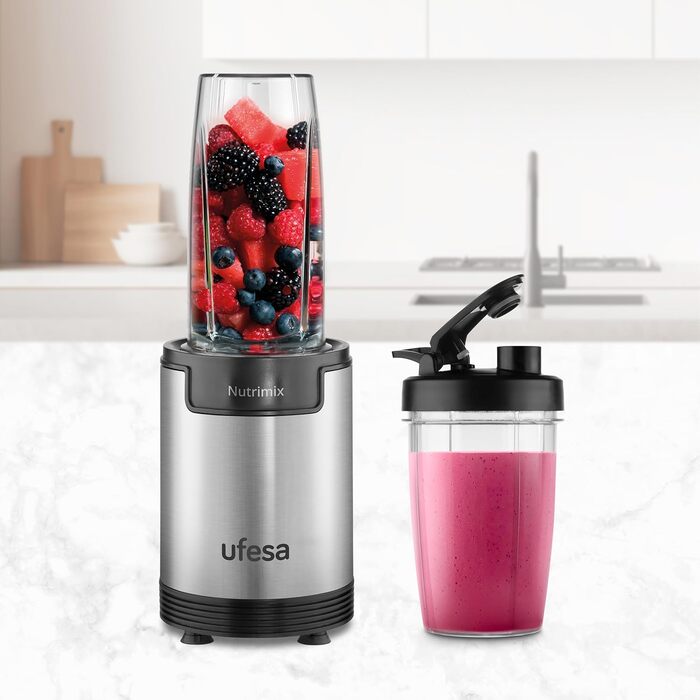 Блендер Ufesa Nutrimix 900Вт, універсальний екстрактор поживних речовин і вітамінів, нержавіючі леза, для смузі та коктейлів, подрібнення льоду, 6-в-1 набір