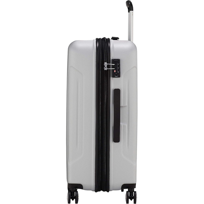 Валіза American Tourister Tracklite Spinner, велика, розширювана, 120 л, срібляста, 67 см