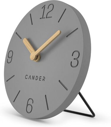 Настільний годинник Cander Berlin MNU 2615 H, сірий, безшумний, вінтажний, аналоговий, дерев'яні стрілки, MDF, 15 см, батарейковий