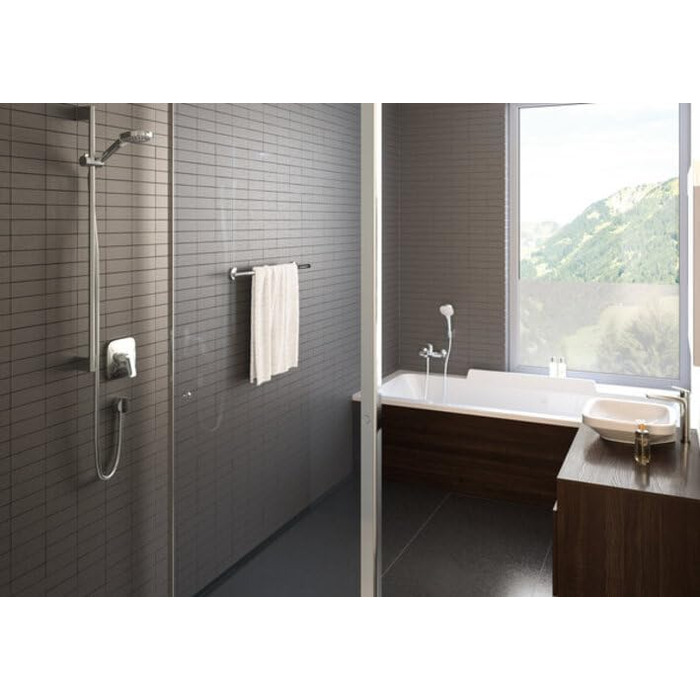 Душова лійка hansgrohe Croma Select E, 3 режими, біло-хром, з тримачем