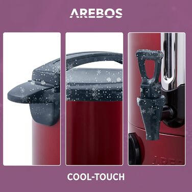 Електричний диспенсер для глінтвейну Arebos 8,8 л, 950 Вт, червоний, термостат, захист від перегріву