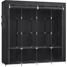 Тканинна шафа SONGMICS 45x170x167 см з 4 полицями, відділеннями для підвішування, 4 бічними кишенями, містка, для спальні та вітальні, чорна