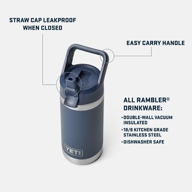 Дитяча пляшка YETI Rambler Jr. 340 мл з трубочкою, морська синь (Agave Teal), термостійка, для води та напоїв
