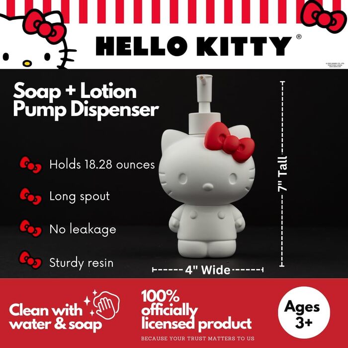 Диспенсер для мила Hello Kitty, колекційний, 294 мл, полімер, офіційна ліцензія Franco