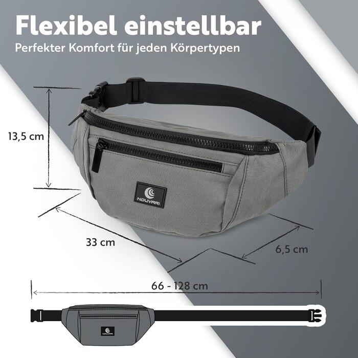 Унісекс поясна сумка для чоловіків і жінок Bauchtasche, водовідштовхувальна гаманцева сумка для фестивалів, кемпінгу, спорту, подорожей і походів, карбон-сірий
