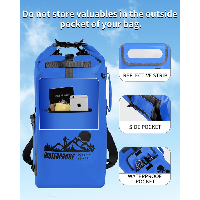 Водонепроникний рюкзак IDRYBAG Dry Bag 20/30/40 л для каякінгу, плаваючий гермомішок для водних видів спорту
