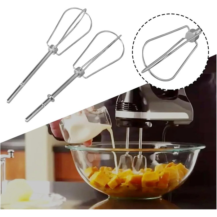 Набір вінчиків із нержавіючої сталі для міксера KitchenAid KHM, 2 шт, чотиридротові, сумісні з електричними ручними міксерами