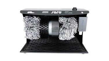 Автоматична машина для чищення взуття Saro ESP 006, 2 полірувальні щітки, щітка для попереднього очищення, диспенсер крему, ножне керування, антрацит