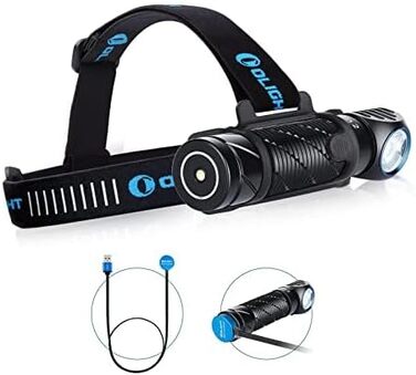 Налобний ліхтар OLIGHT Perun 2, 2500 люменів, 166 м, USB-зарядка, 5 режимів, таймер, акумулятор, для бігу, риболовлі, кемпінгу, чорний