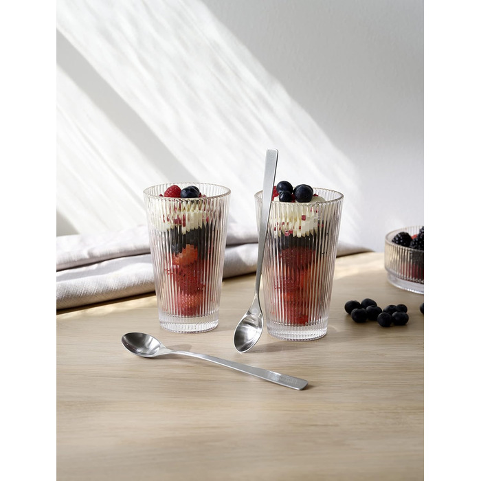 Склянки Stelton Pilastro 350 мл — рифлені, скло, набір 4 шт, для гарячих та холодних напоїв, підходять для посудомийки, штабельовані