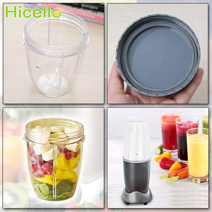 Набір із 2 чашок по 530 мл з запасними кришками для блендера Nutribullet 600W/900W