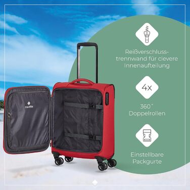Валіза Travelite Chios L на 4 колесах, м'яка, з розширенням і захистом кутів, 78 см, 90-97 л, червона, дорожній чемодан