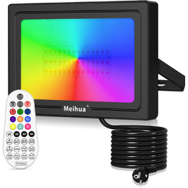 Світлодіодний RGB прожектор MEIHUA 60W з пультом, IP66, 10 кольорів, 12 режимів, таймер, для саду, ландшафту, вулиці