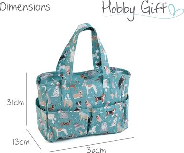 Сумка для рукоділля з бавовни Hobby Gift 13x36x31 см з малюнком собаки