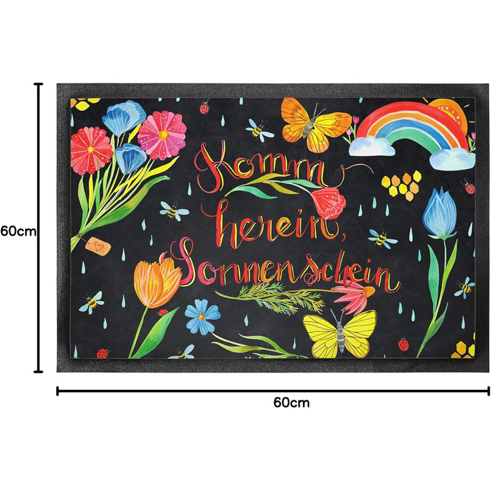 Килимок для входу Mr. & Mrs. Panda 'Заходь, сонечко' 40x60 см – весняний декор, квіти, натуральний, мотиваційний подарунок, дверний килимок для вулиці