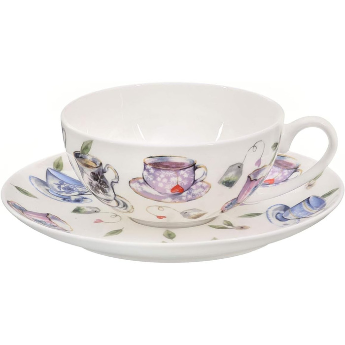 Набір чайних чашок Fine Bone China, 6 чашок і блюдець