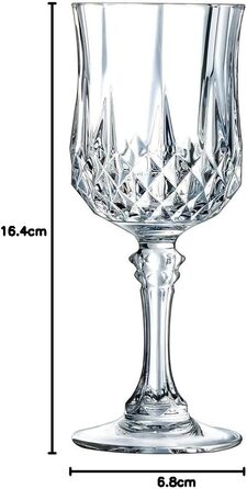 Келихи для вина Cristal d'Arques Paris Longchamp 170 мл, 6 шт, із Кварксу, підвищена міцність, прозорість та блиск, посилена упаковка