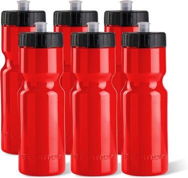 Набір спортивних пляшок для води 50 Strong, 6 шт, 650 мл, BPA Free, легка кришка, червоні