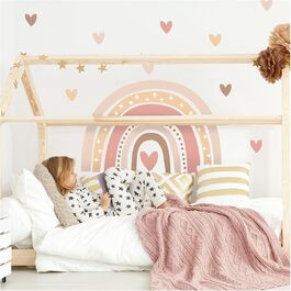Настінний декор Little Deco – вінілові стікери Веселка Boho з сердечками для дитячої кімнати, наклейки DL935-4