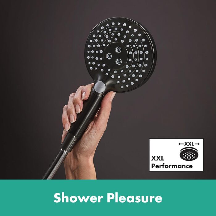Душова лійка hansgrohe Raindance Select S, економна, 9 л/хв, 3 режими, 120 мм, антикальк, PowderRain, чорний хром