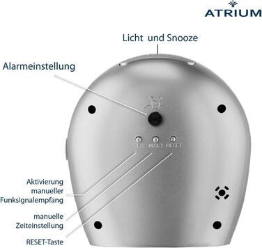 Аналоговий кварцовий безшумний будильник Atrium, класичний дизайн, матове срібло, модель A620-19