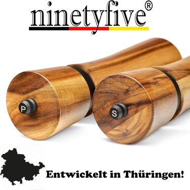 Набір дерев'яних млинів для перцю та солі ninetyfive®, акція з акційного дерева акації, керамічний механізм, 21 см, подарункова упаковка