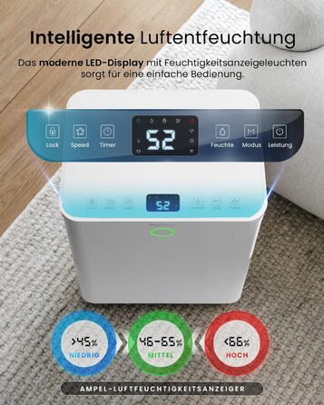 Осушувач повітря Pro Breeze OmniDry 12 л/доба, електричний, цифровий дисплей, вологомір, дренажний шланг, таймер, тихий режим, проти вологи та цвілі