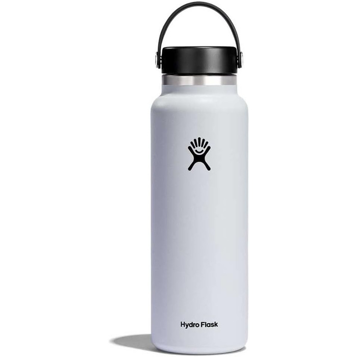Термос-пляшка HYDRO FLASK 1180 мл з нержавіючої сталі, біла, ізольована, спортивна, з герметичною кришкою та ручкою, підходить для посудомийної машини