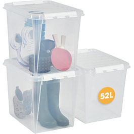 SmartStore - Набір із 4 контейнерів Classic 8 л з кришкою (34x25x16 см) | Складна харчова пластикова коробка з кришкою та посиленими кутами, гарантія 10 років