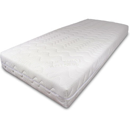 Чохол для матраца BONEX Komfort 90x200 см, висота 16-18 см, двошарова тканина з алое вера, для алергіків, прати при 60°C, 4-стороння блискавка, білий/зелений