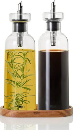 AdHoc BZ81 набір для олії або оцту AromaPour, скляний, елегантна пляшка для оливкової олії з носиком з нержавіючої сталі, герметична, 300 мл, підходить для гарбузової олії чи оцту