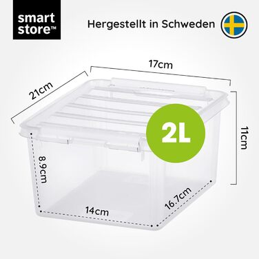 Набір із 10 пластикових боксів SmartStore Classic 2 л з кришкою, харчовий пластик, 21x17x11 см, міцні кути, штабельовані, гарантія 10 років