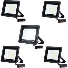 LED прожектор AufuN 5x100 Вт, холодне біле світло, суперяскравий, для вулиці, IP65, водонепроникний, алюмінієвий, для саду, гаража, двору чи готелю