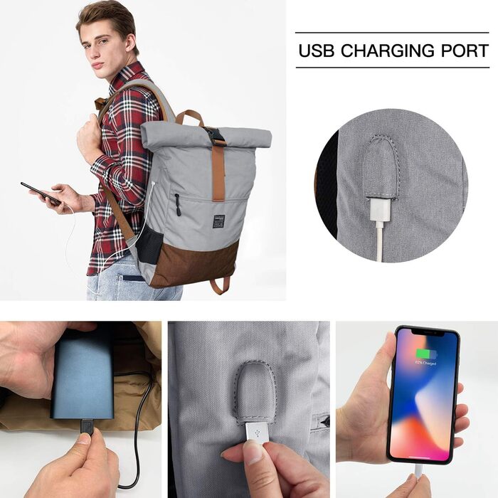 Рюкзак для ноутбука EverVanz, водонепроникний, легкий, стильний, з USB-зарядкою, для подорожей і школи