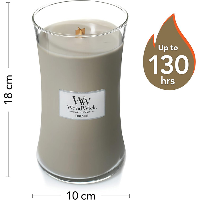 Велика ароматична свічка WoodWick у пісочному склі з тріщавим гнотом, Fireside, до 130 годин горіння