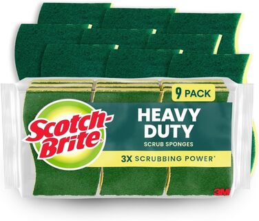 Scotch-Brite міцні губки для чищення кухні та дому, безпечні для неемальованого посуду, 9 шт.