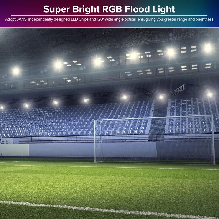 Світлодіодний RGB прожектор SANSI 10 Вт для вулиці, з пультом, водонепроникний IP65, 20 кольорів, 6 режимів, таймер, для саду та вечірок, 2 шт.