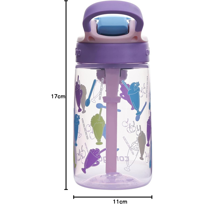 Дитяча пляшка для води Contigo Easy Clean Autospout з трубочкою, BPA-free, 420 мл, пластикова, герметична, легка у догляді, для школи та спорту (Strawberry Shakes)