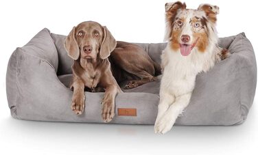Ліжко для собак Knuffelwuff Dreamline велюрове XXL, 155х105х30 см, знімний чохол, легке чищення, для великих, середніх і малих порід, сіре