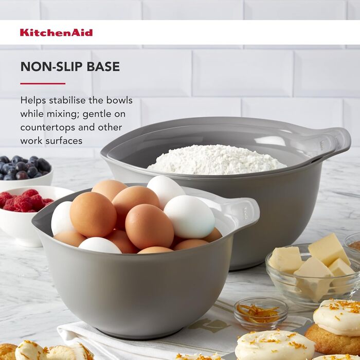 Набір з 3 мисок KitchenAid, що складаються одна в одну, деревне сірий