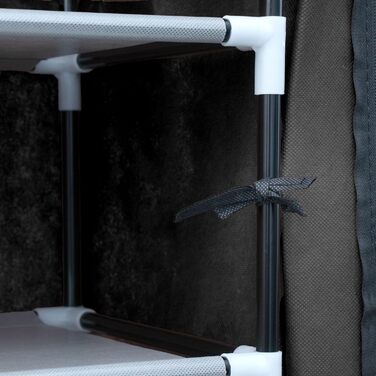 Тканинна шафа INTIRILIFE 170x58x28 см, чорна, з блискавкою, 9 полиць, для одягу та взуття, складана шафа для кемпінгу, текстильний гардероб