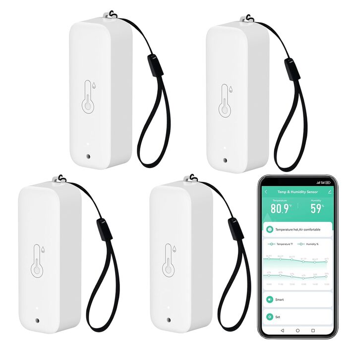 Wi-Fi термометр-гігрометр з додатком, датчик температури та вологості для дому, сумісний з Alexa, збереження даних, 4 шт.
